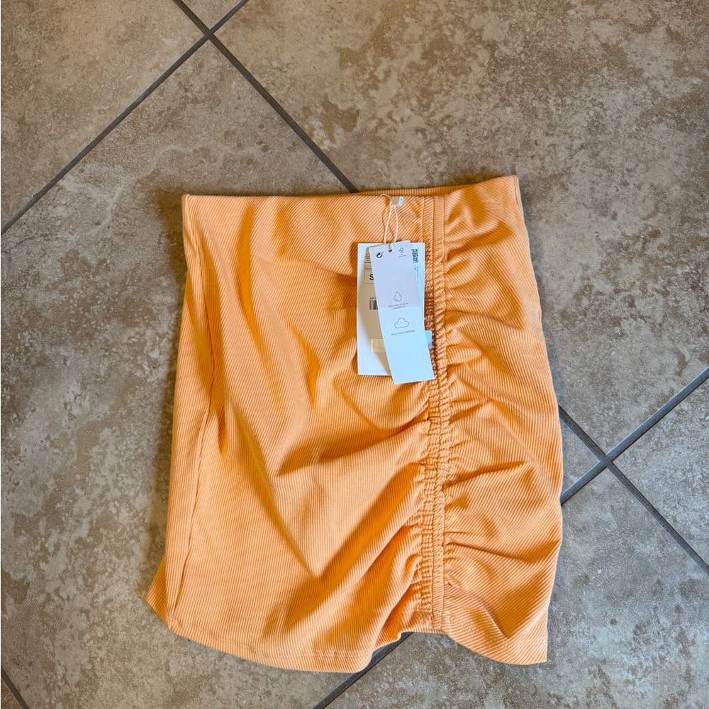 Zara Orange Ruched Women's Skirt